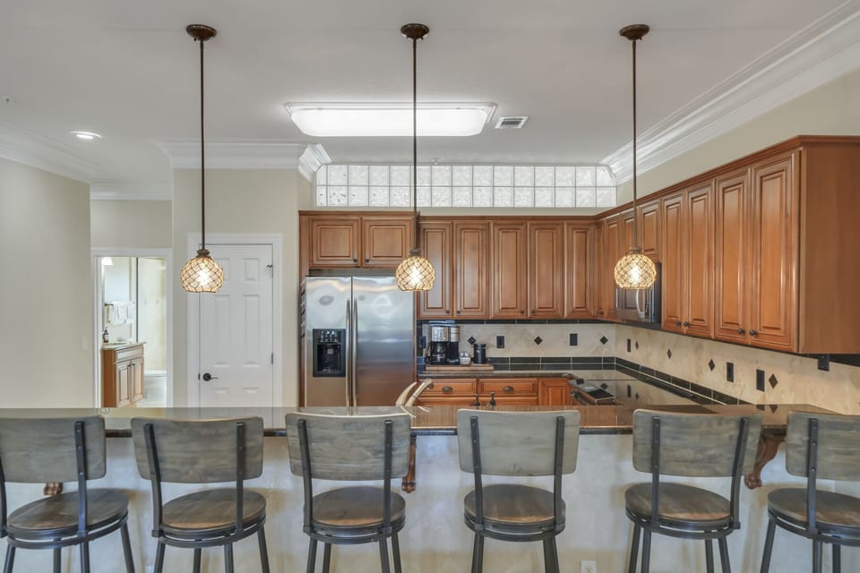 Bar Seating and Kitchen