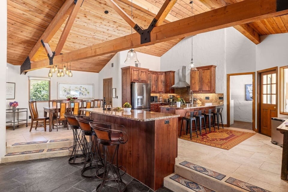 Fully equipped kitchen for shared meals and memories.  Cook together, eat together, laugh together.  Everything you need — whether it’s coffee at sunrise or dinner for twelve.