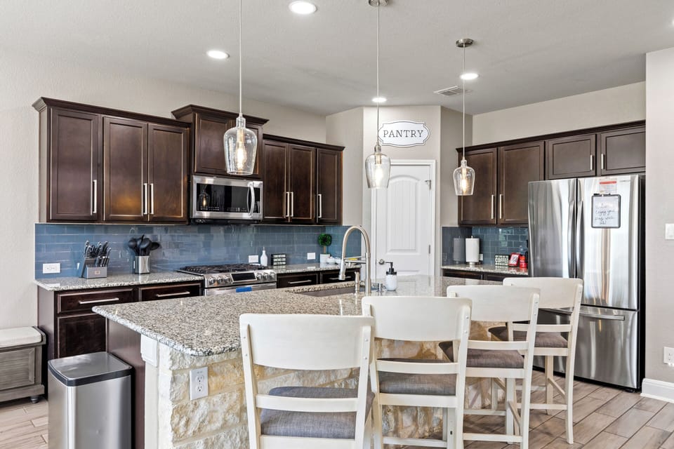 Organized kitchen with shelves