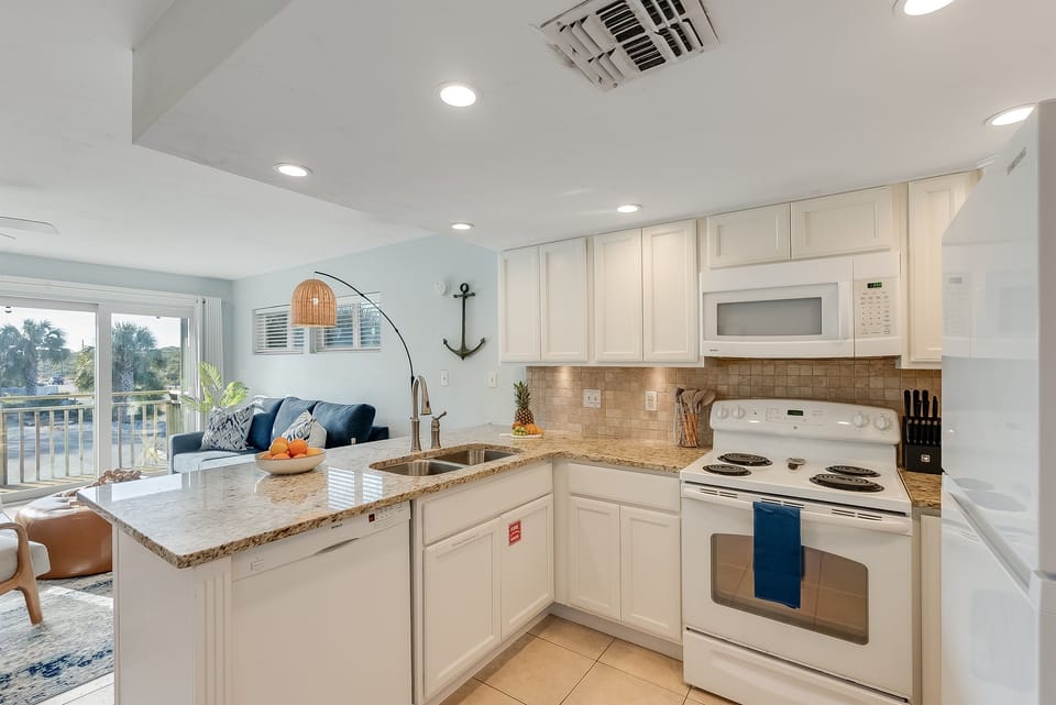 Fully stocked kitchen.
