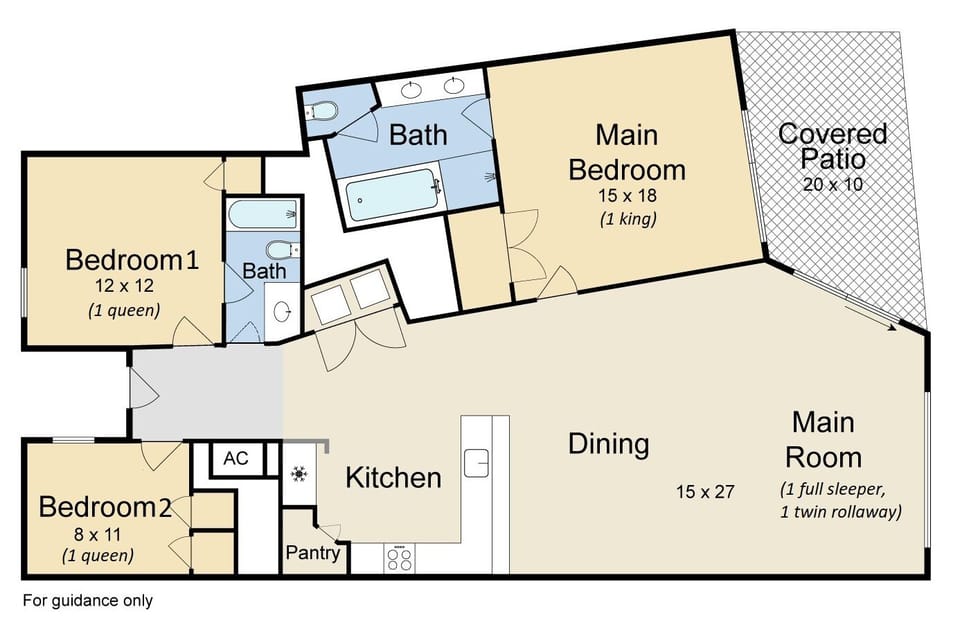 606 floor plan with beds