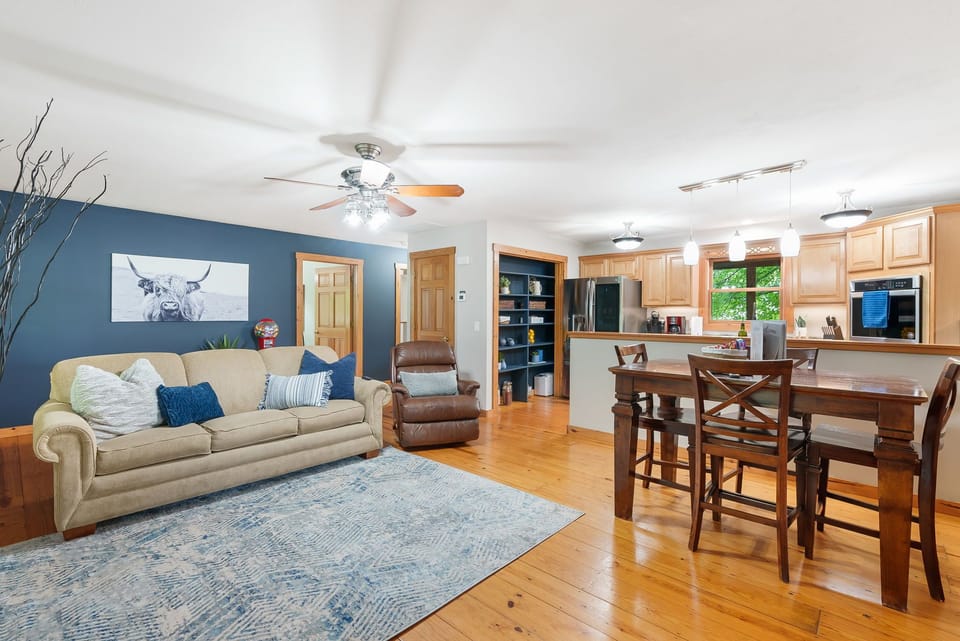 Open-concept living, dining, kitchen