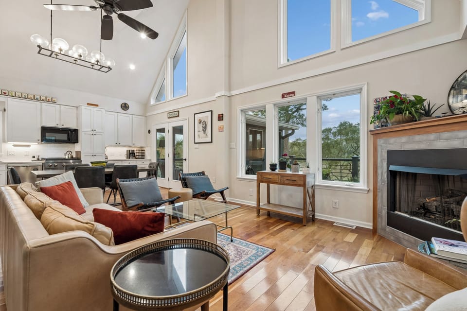 Bright, open living space overlooking the marsh!