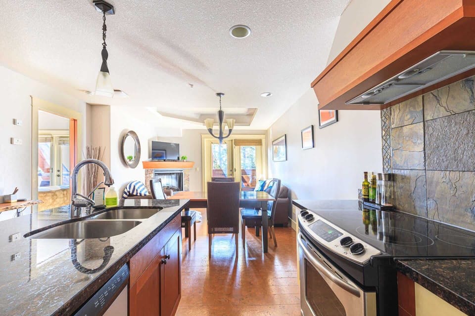 Open plan kitchen, living and dining area
