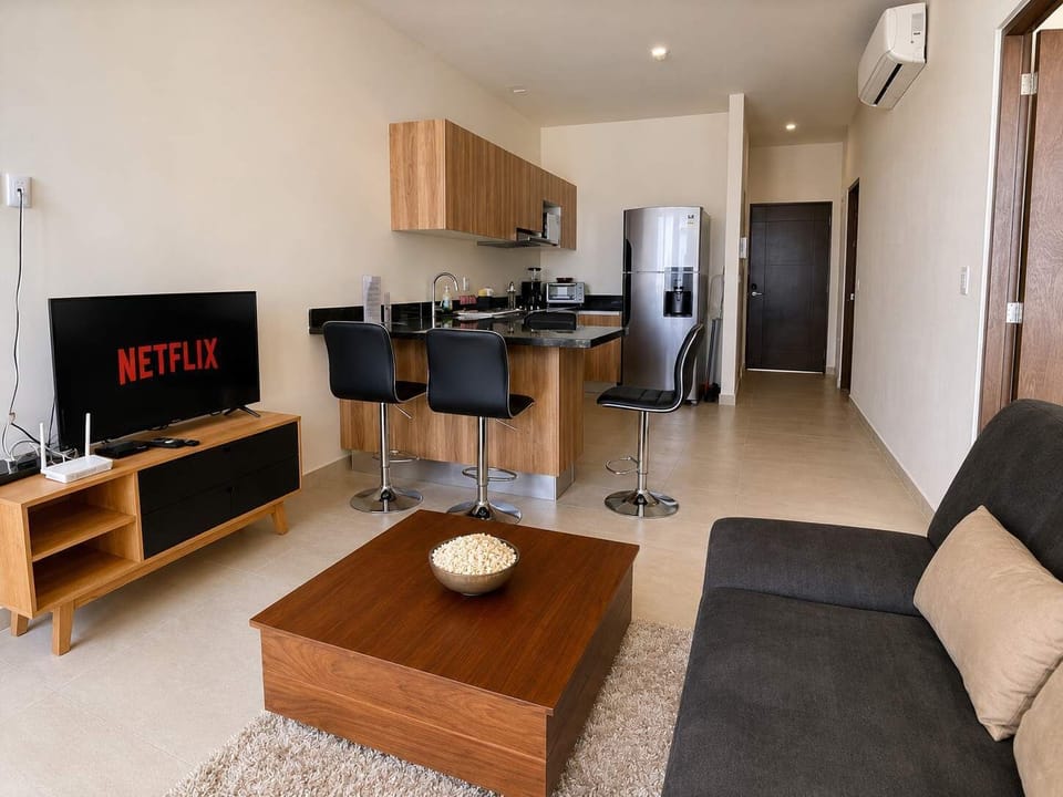 Living room with smart TV