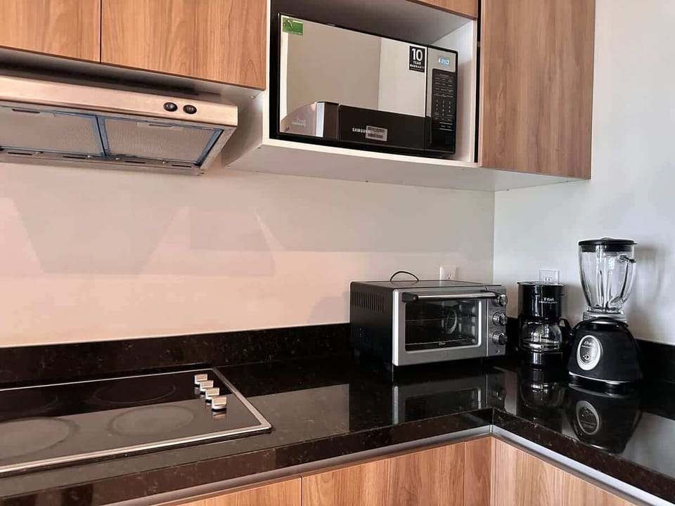 Kitchen with microwave and appliances