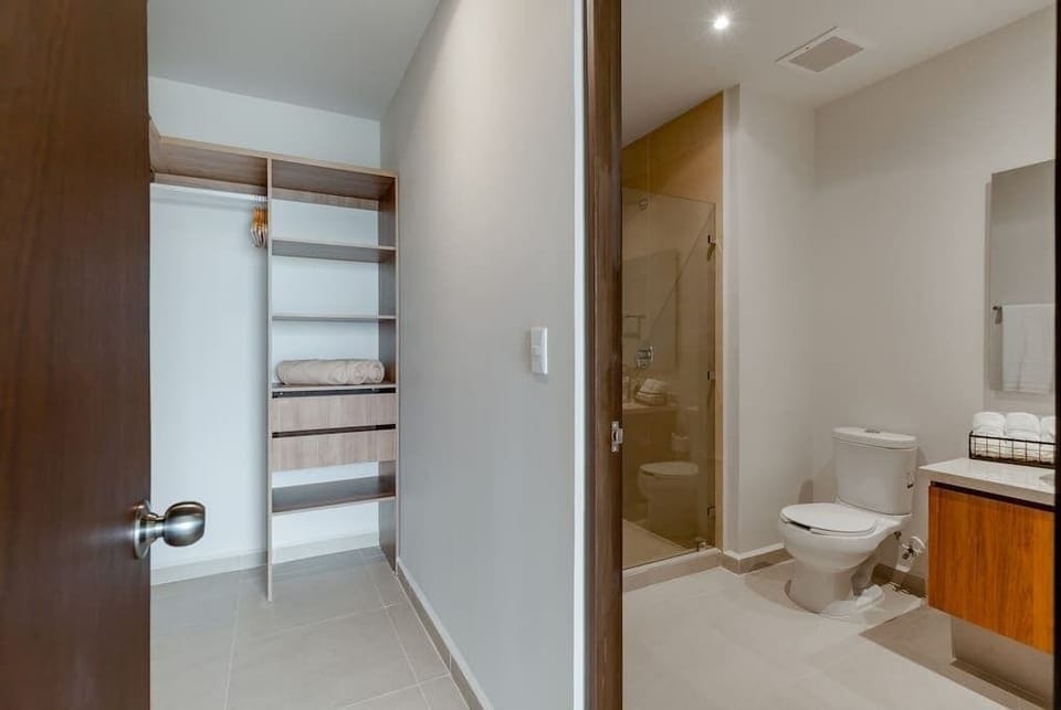 En-suite bathroom with walk-in closet