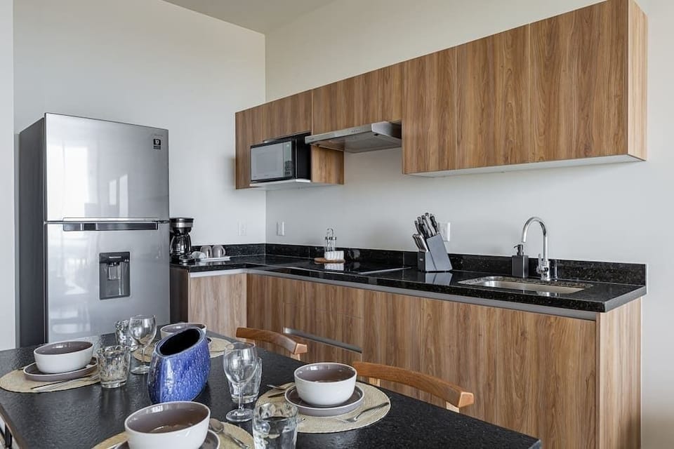 Dining room and kitchen. 