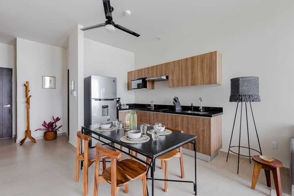 Dining room and kitchen. 