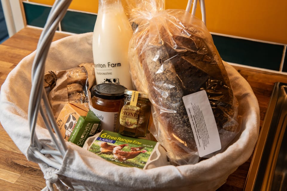 Welcome hamper with selection of local produce
