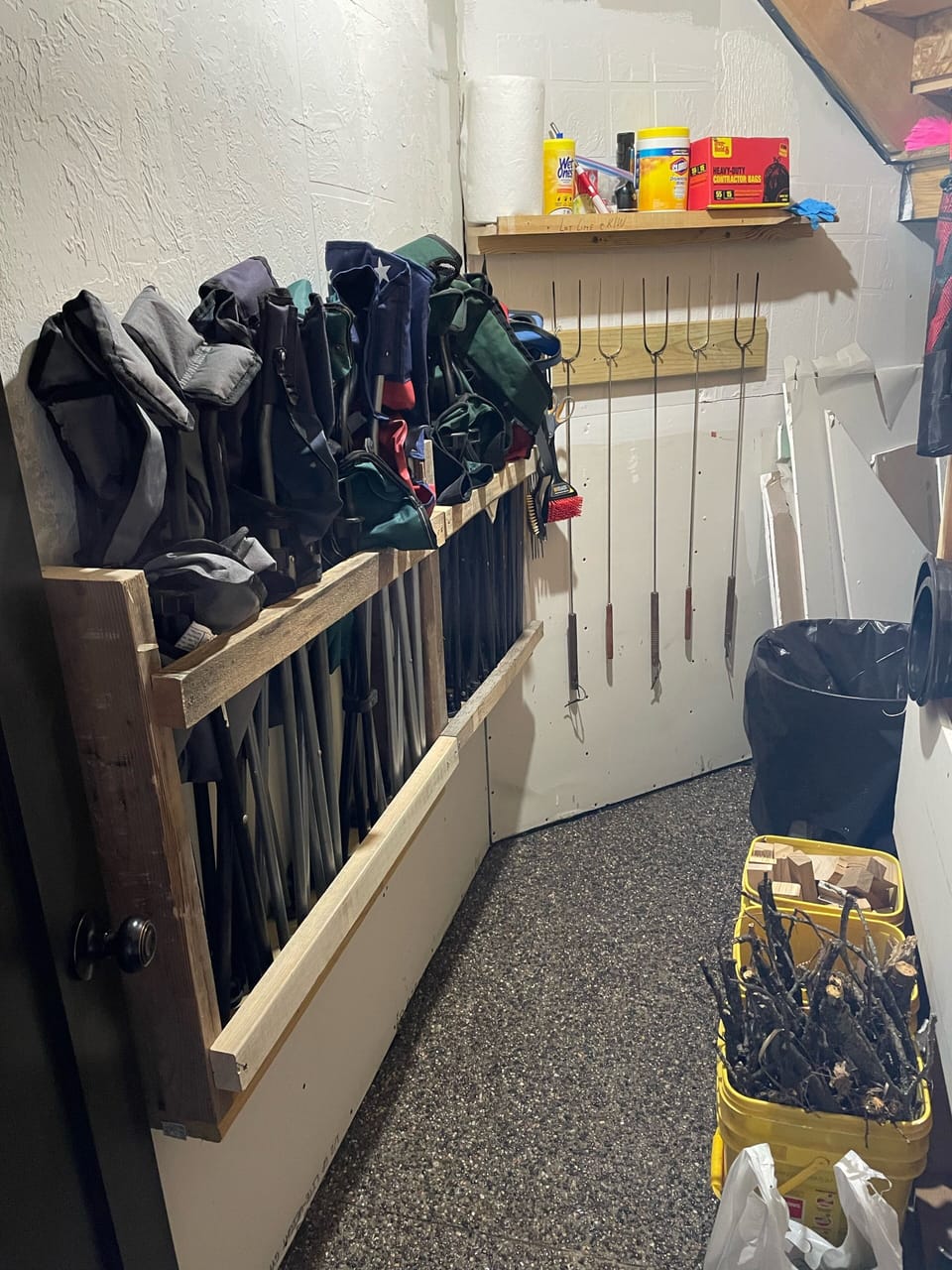 Items for your use, stored in the Silo entry closet…