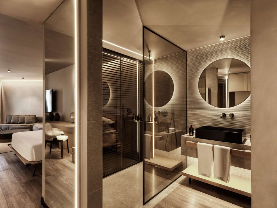 Open Plan Suite Partial Sea View | Bathroom | Eco-friendly toiletries, hair dryer, bathrobes, slippers