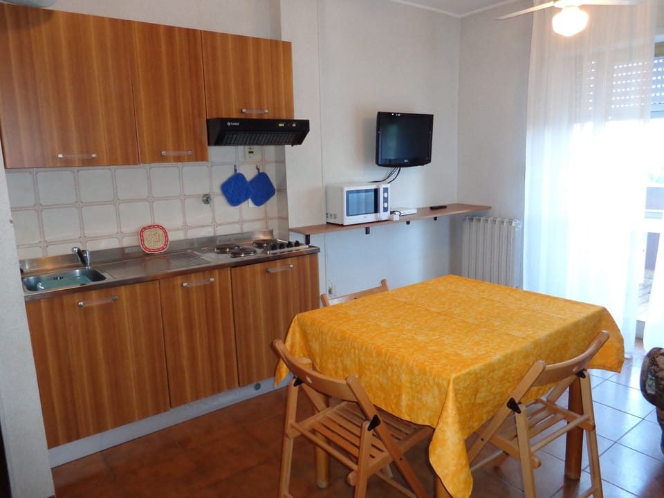 Apartment, 1 Bedroom, Terrace | Private kitchenette | Full-size fridge, microwave, stovetop, coffee/tea maker