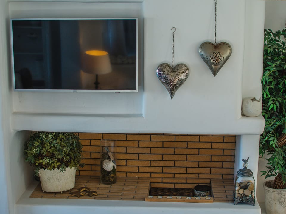 TV and fireplace in the living room
