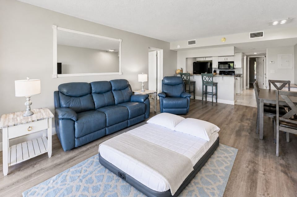 Queen air mattress for additional living room sleeping