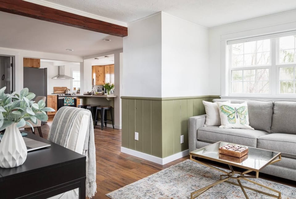A semi-open floor plan allows you to spread out to do your own thing, but still be part of the action.  