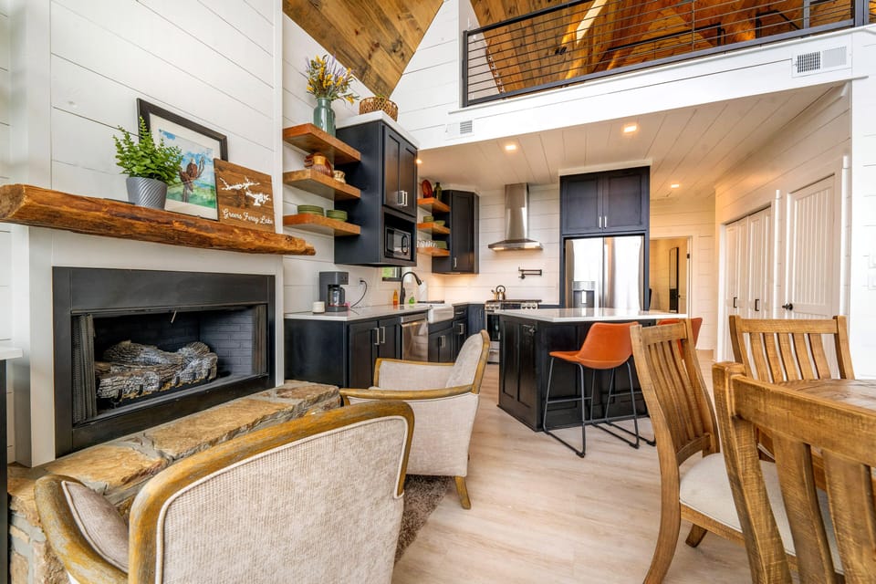 Living Room with view of Kitchen and Dining Table
