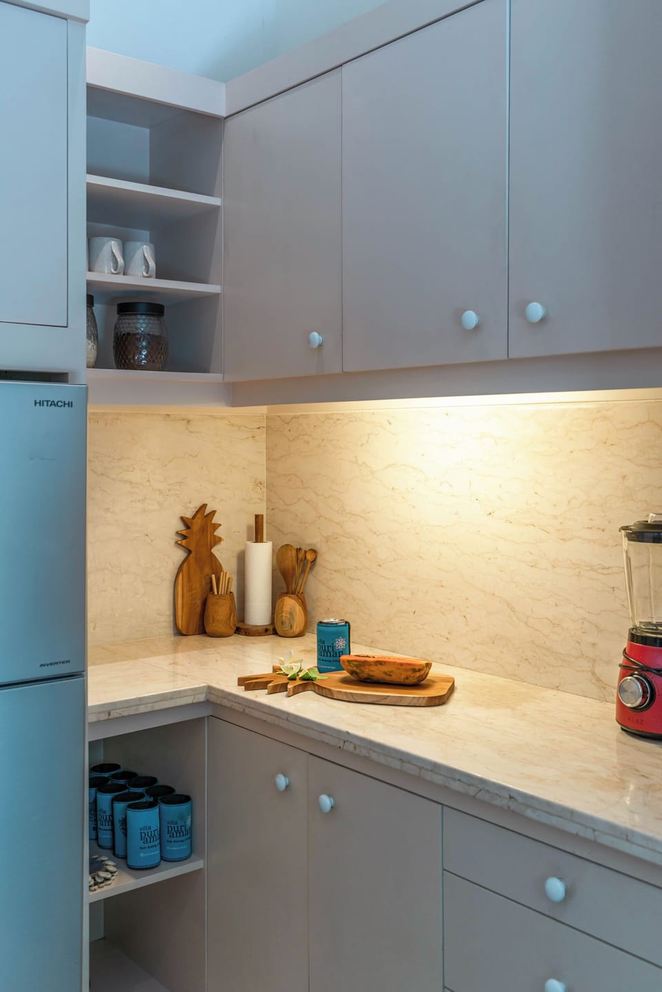 Deluxe Villa | Private kitchen | Fridge, electric kettle, toaster