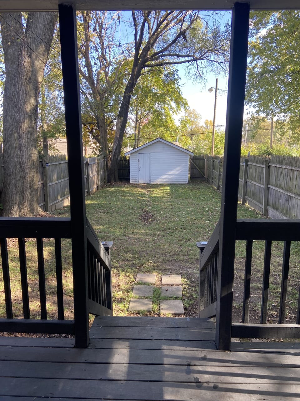 View of backyard - firepit has been added