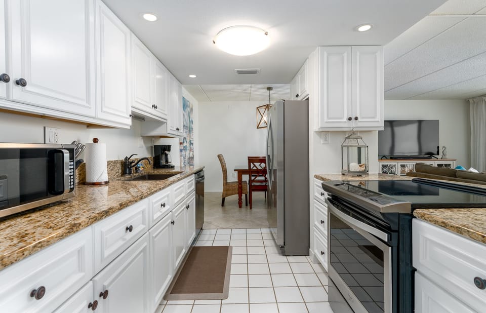 Cook like a pro in the updated kitchen, fully equipped with everything you need to prepare meals during your vacation