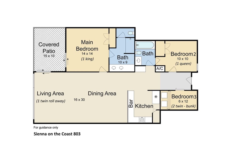 Floor plan with beds.