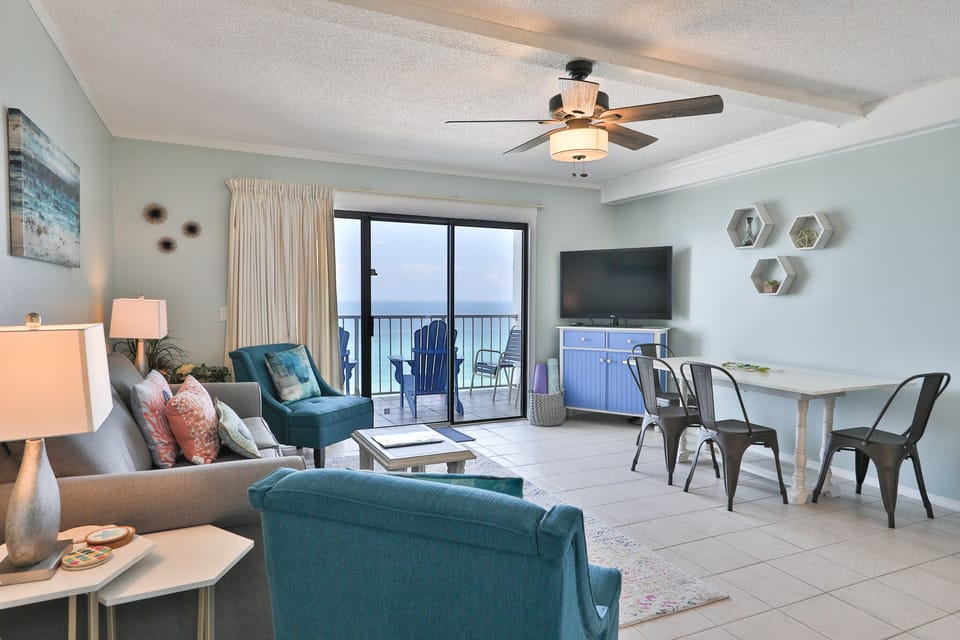 Gulf front living room.