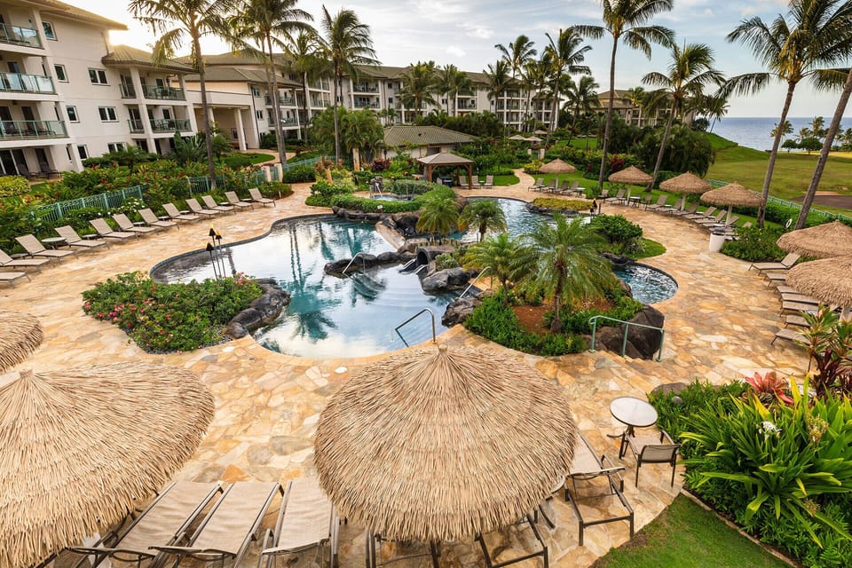 Dual-level outdoor pool.