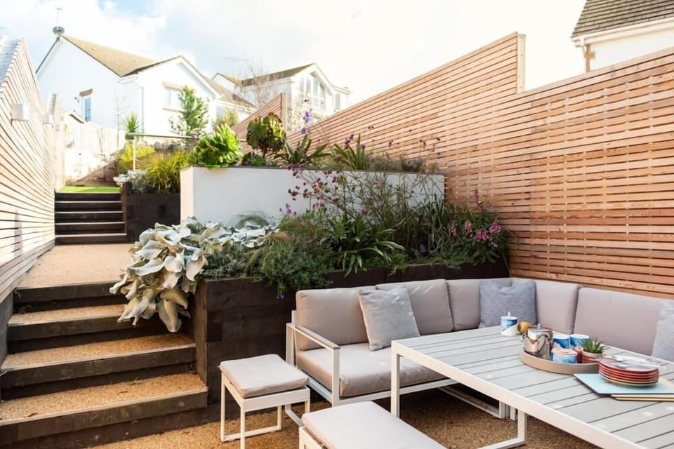 Outdoor space at 6 The Strand, Porth, self catering, Cornwall.