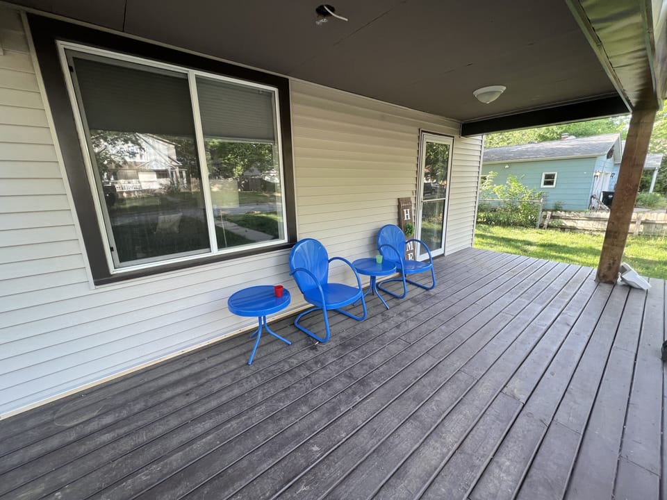 Front porch with setting for two. 