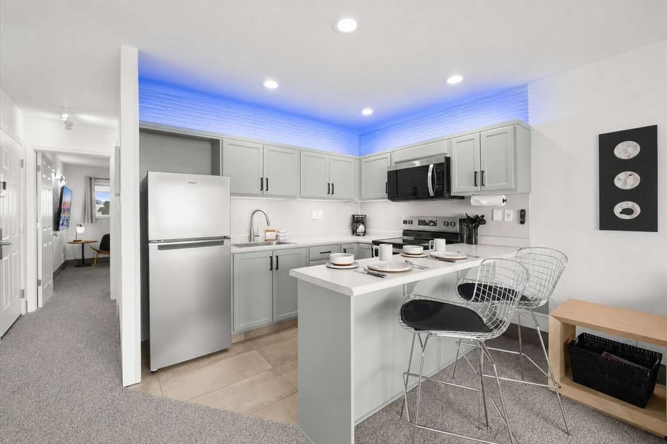 The beautifully remodeled kitchen
