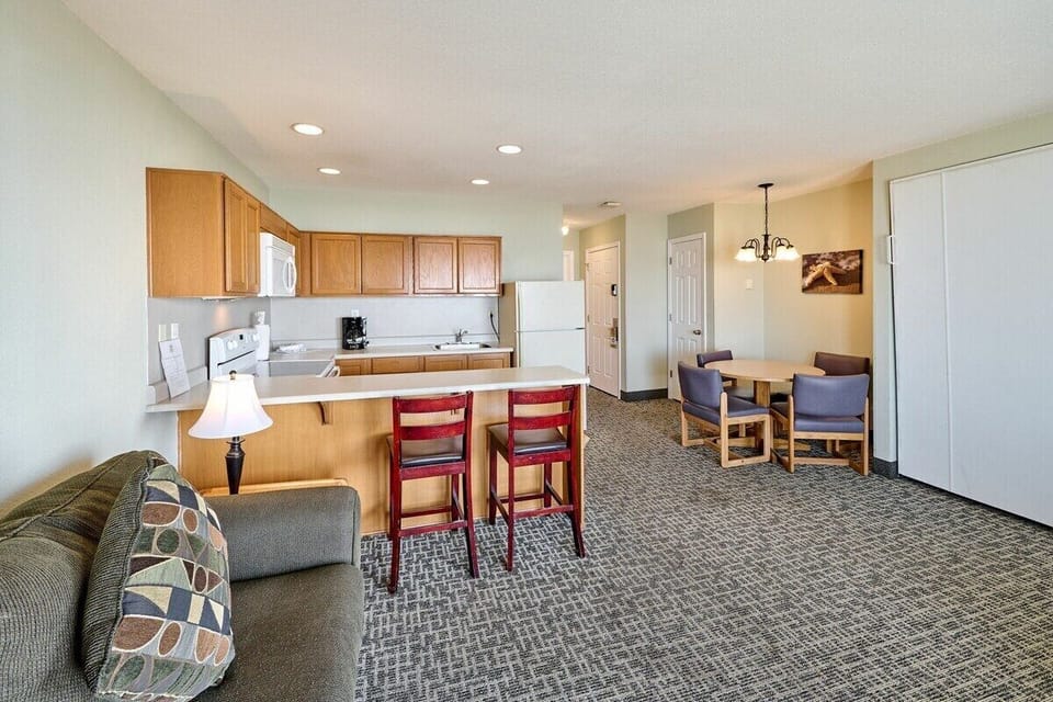 The unit has a full kitchen space