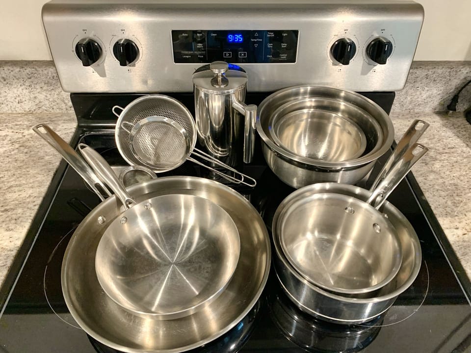 Enjoy still cookware pots, skillets, and all cooking essentials provided