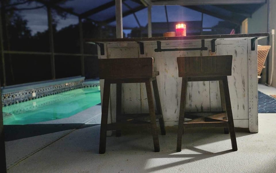 Pool lights at night