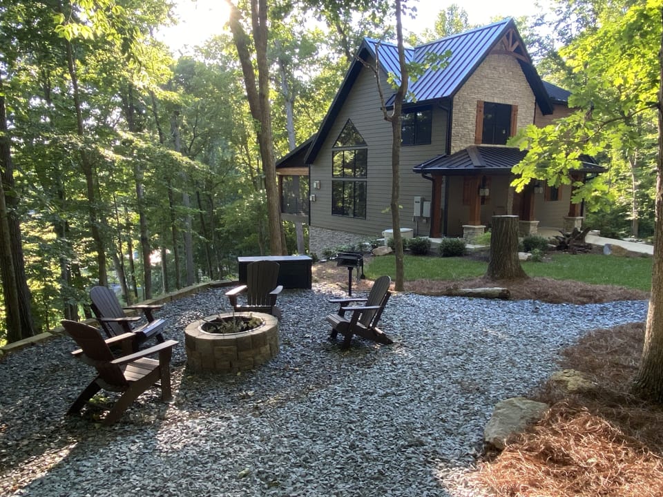 Outside fire pit with wood provided