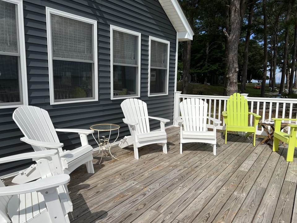 Newly renovated deck with plenty of seating.