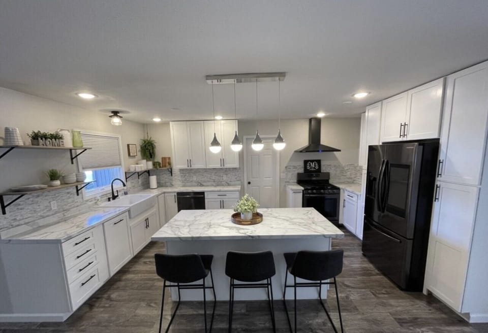 New Kitchen with 3 bar seats.  