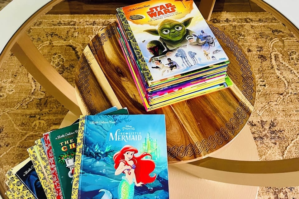 Shelf of children’s books and stories for cozy evenings
