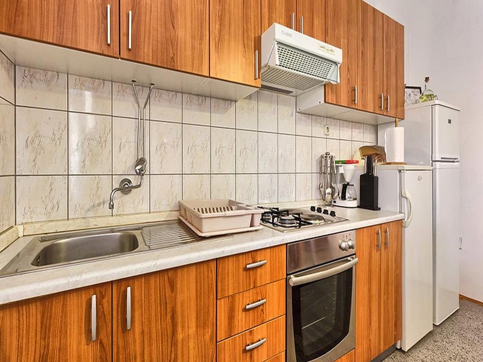 Apartment (Three Bedroom Apartment with Balcony) | Private kitchen | Fridge
