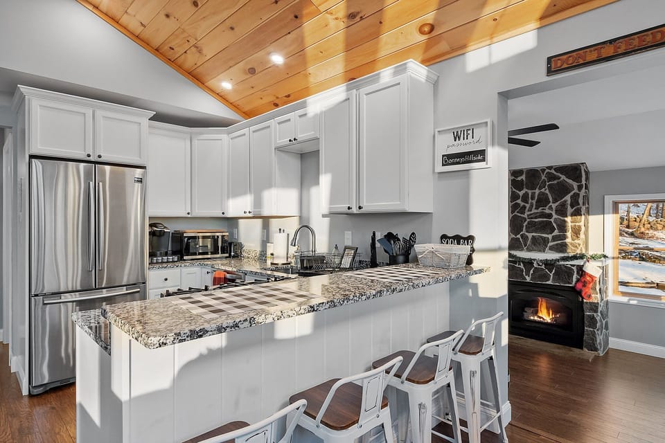 View of kitchen and sitting room.