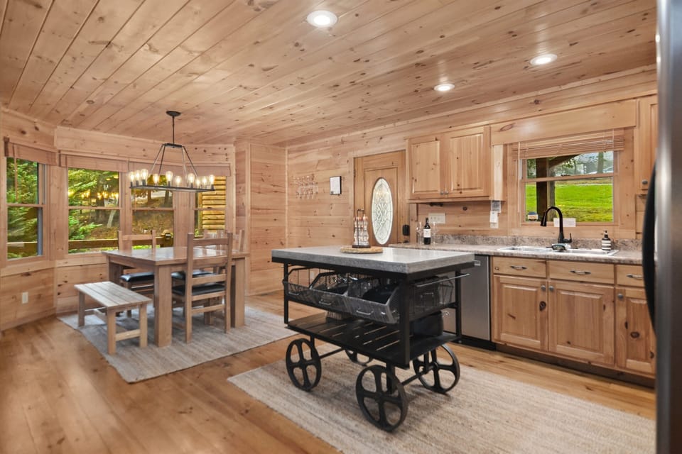 Thoughtfully designed dining corner by the front door, ensuring accessibility for all, with the kitchen close at hand.