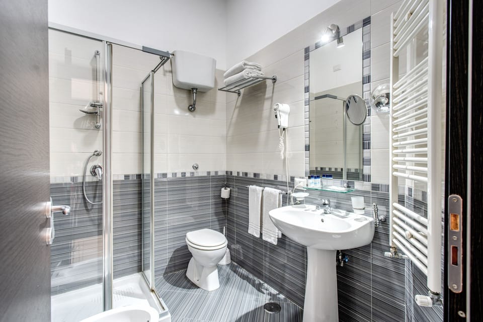 Free toiletries, hair dryer, bidet, towels