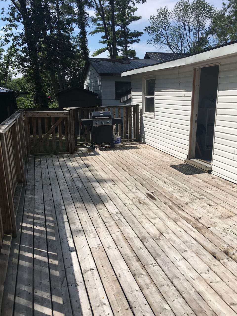 Large deck off the back of the cottage with BBQ,  Bring your lawn chair!  