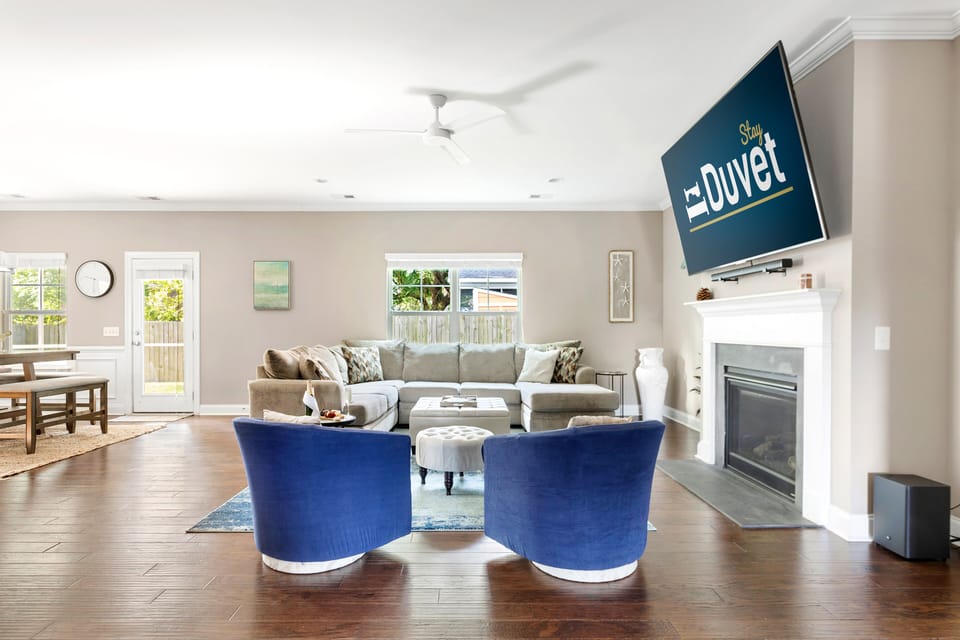 Open-concept Living Area with Smart TV