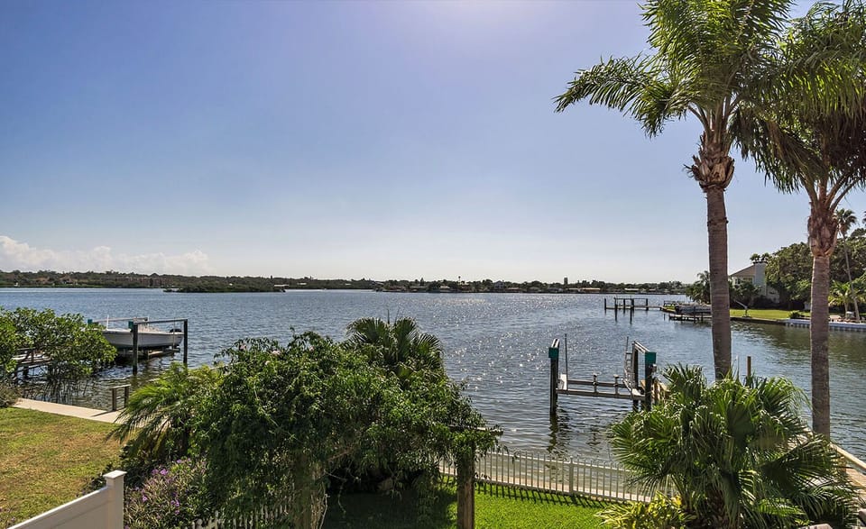 A view of the water from the 2nd floor balcony, which is accessible from Bedroom 2.