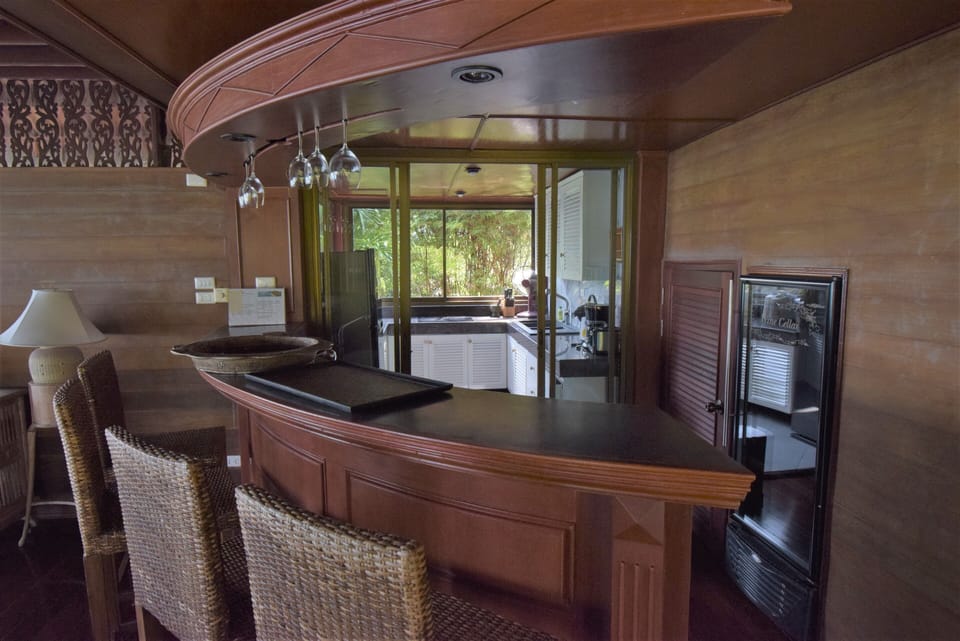 Bar and view to kitchen