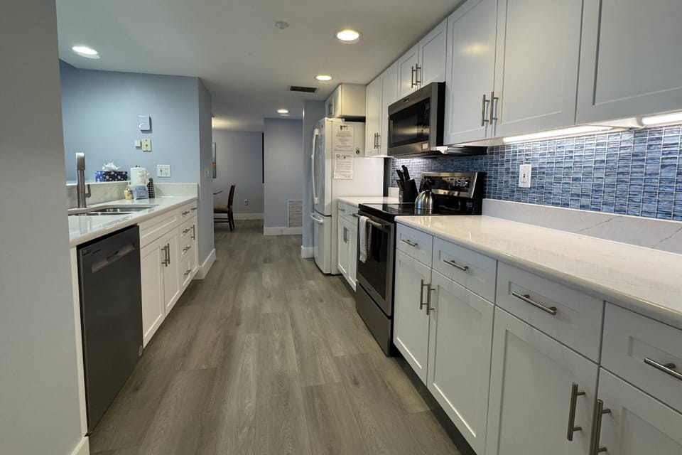 Cookware, dinnerware and many electrical appliances and kitchen tools are provided for you.