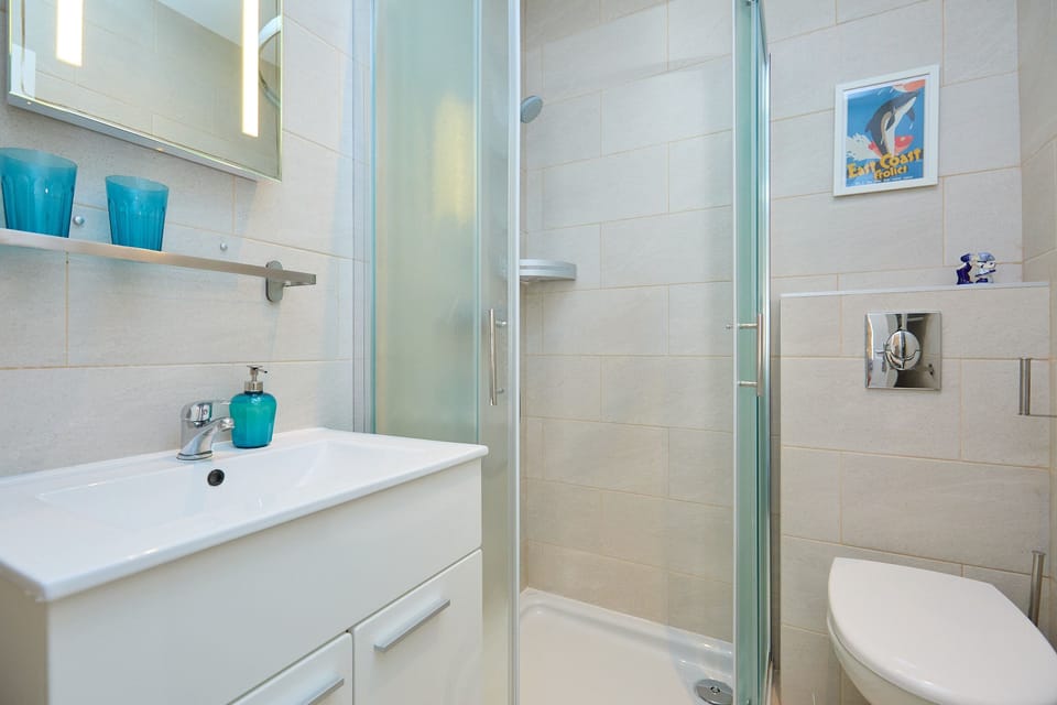 Apartment (0 Bedroom) | Bathroom | Shower, hair dryer, towels
