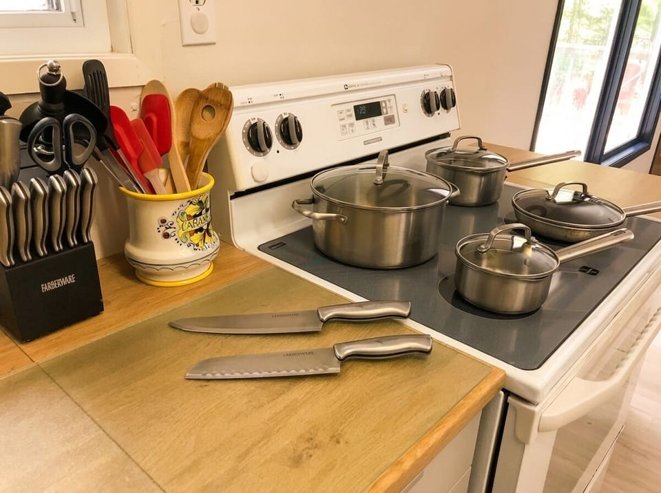Real pans, sharp knives. Cook because you want to, not because you have to.