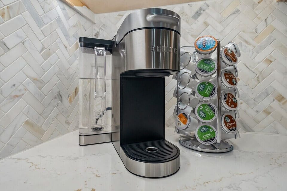 Our Keurig station is fully stocked with k-cups for your stay!