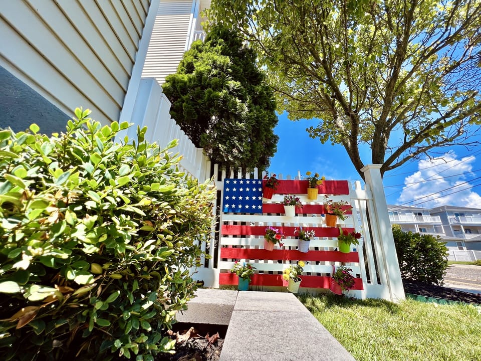 Handmade American flag with flowers 